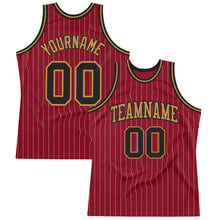 Загрузить изображение в средство просмотра галереи, Custom Maroon White Pinstripe Black-Old Gold Authentic Basketball Jersey