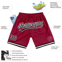 Load image into Gallery viewer, Custom Maroon Black-White Authentic Throwback Basketball Shorts