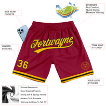 Загрузить изображение в средство просмотра галереи, Custom Maroon Gold-Black Authentic Throwback Basketball Shorts