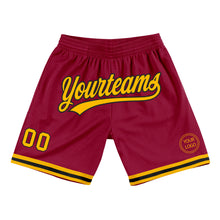 Загрузить изображение в средство просмотра галереи, Custom Maroon Gold-Black Authentic Throwback Basketball Shorts
