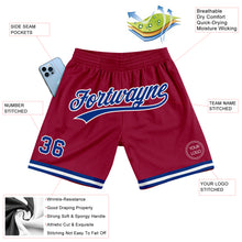 Загрузить изображение в средство просмотра галереи, Custom Maroon Royal-White Authentic Throwback Basketball Shorts