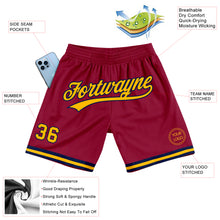 Загрузить изображение в средство просмотра галереи, Custom Maroon Gold-Navy Authentic Throwback Basketball Shorts