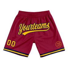 Загрузить изображение в средство просмотра галереи, Custom Maroon Gold-Navy Authentic Throwback Basketball Shorts