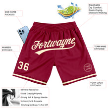 Загрузить изображение в средство просмотра галереи, Custom Maroon Cream Authentic Throwback Basketball Shorts