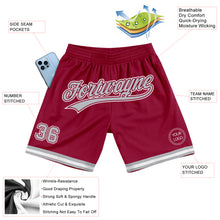 Загрузить изображение в средство просмотра галереи, Custom Maroon Gray-White Authentic Throwback Basketball Shorts