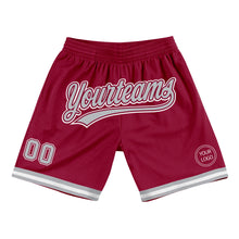 Загрузить изображение в средство просмотра галереи, Custom Maroon Gray-White Authentic Throwback Basketball Shorts