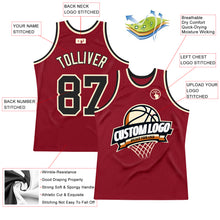 Load image into Gallery viewer, Custom Maroon Black-Cream Authentic Throwback Basketball Jersey
