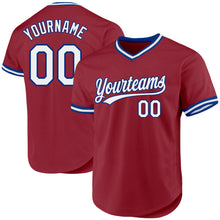 Charger l'image dans la galerie, Custom Maroon White-Royal Authentic Throwback Baseball Jersey