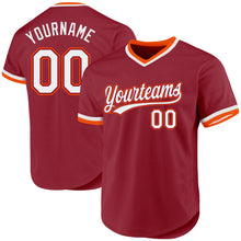 Laden Sie das Bild in den Galerie-Viewer, Custom Maroon White-Orange Authentic Throwback Baseball Jersey