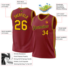 Загрузить изображение в средство просмотра галереи, Custom Maroon Gold-Black Authentic Throwback Basketball Jersey