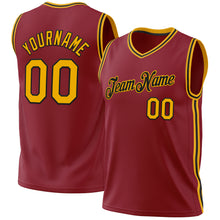 Загрузить изображение в средство просмотра галереи, Custom Maroon Gold-Black Authentic Throwback Basketball Jersey