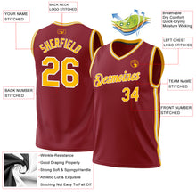 Загрузить изображение в средство просмотра галереи, Custom Maroon Gold-White Authentic Throwback Basketball Jersey
