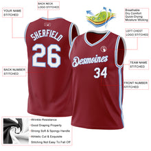 Загрузить изображение в средство просмотра галереи, Custom Maroon White-Light Blue Authentic Throwback Basketball Jersey