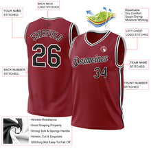Загрузить изображение в средство просмотра галереи, Custom Maroon Black-White Authentic Throwback Basketball Jersey
