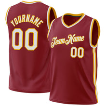 Загрузить изображение в средство просмотра галереи, Custom Maroon White-Gold Authentic Throwback Basketball Jersey