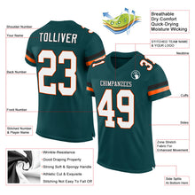 Load image into Gallery viewer, Custom Midnight Green White-Orange Mesh Authentic Football Jersey