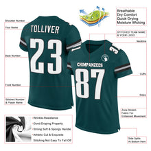 Load image into Gallery viewer, Custom Midnight Green White-Gray Mesh Authentic Football Jersey
