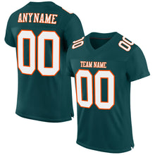 Load image into Gallery viewer, Custom Midnight Green White-Orange Mesh Authentic Football Jersey