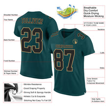 Load image into Gallery viewer, Custom Midnight Green Black-Old Gold Mesh Authentic Football Jersey