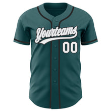Laden Sie das Bild in den Galerie-Viewer, Custom Midnight Green White Gray-Black Authentic Baseball Jersey