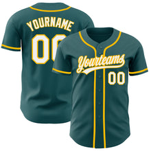 Charger l'image dans la galerie, Custom Midnight Green White-Gold Authentic Baseball Jersey