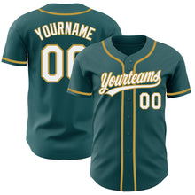 Charger l'image dans la galerie, Custom Midnight Green White-Old Gold Authentic Baseball Jersey