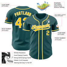 Charger l'image dans la galerie, Custom Midnight Green Yellow-White Authentic Baseball Jersey