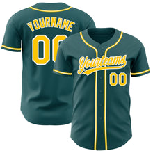 Charger l'image dans la galerie, Custom Midnight Green Yellow-White Authentic Baseball Jersey