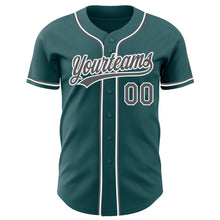 Laden Sie das Bild in den Galerie-Viewer, Custom Midnight Green Steel Gray-White Authentic Baseball Jersey