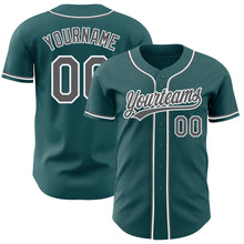 Laden Sie das Bild in den Galerie-Viewer, Custom Midnight Green Steel Gray-White Authentic Baseball Jersey