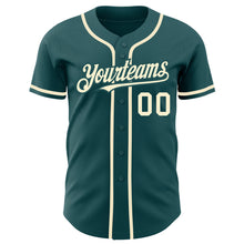 Load image into Gallery viewer, Custom Midnight Green Cream Authentic Baseball Jersey
