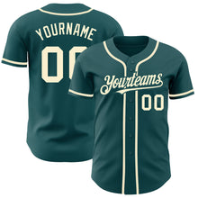 Load image into Gallery viewer, Custom Midnight Green Cream Authentic Baseball Jersey
