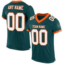 Load image into Gallery viewer, Custom Midnight Green White-Orange Mesh Authentic Football Jersey