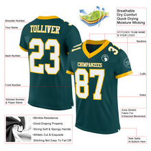 Charger l'image dans la galerie, Custom Midnight Green White-Gold Mesh Authentic Football Jersey