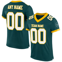 Charger l'image dans la galerie, Custom Midnight Green White-Gold Mesh Authentic Football Jersey