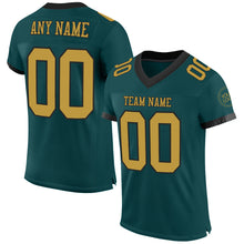 Load image into Gallery viewer, Custom Midnight Green Old Gold-Black Mesh Authentic Football Jersey