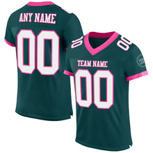 Load image into Gallery viewer, Custom Midnight Green White-Pink Mesh Authentic Football Jersey