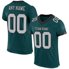 Charger l'image dans la galerie, Custom Midnight Green Gray-Black Mesh Authentic Football Jersey