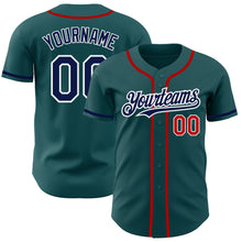 Charger l'image dans la galerie, Custom Midnight Green Navy-Red Authentic Baseball Jersey