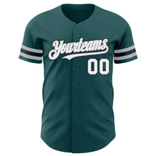 Charger l'image dans la galerie, Custom Midnight Green White Gray-Black Authentic Baseball Jersey