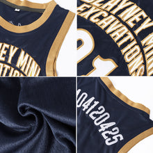 Charger l'image dans la galerie, Custom Navy White-Old Gold Authentic Throwback Basketball Jersey