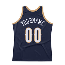 Charger l'image dans la galerie, Custom Navy White-Old Gold Authentic Throwback Basketball Jersey