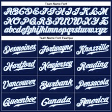 Load image into Gallery viewer, Custom Navy White-Light Blue Authentic Baseball Jersey