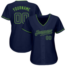 Laden Sie das Bild in den Galerie-Viewer, Custom Navy Navy-Neon Green Authentic Baseball Jersey