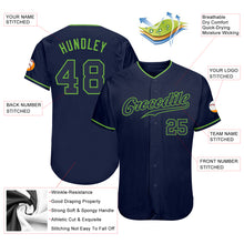 Laden Sie das Bild in den Galerie-Viewer, Custom Navy Navy-Neon Green Authentic Baseball Jersey