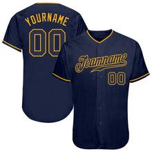 Загрузить изображение в средство просмотра галереи, Custom Navy Navy-Gold Authentic Baseball Jersey