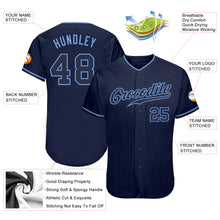 Load image into Gallery viewer, Custom Navy Navy-Light Blue Authentic Baseball Jersey