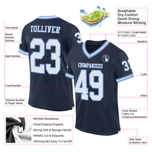 Laden Sie das Bild in den Galerie-Viewer, Custom Navy White-Light Blue Mesh Authentic Throwback Football Jersey