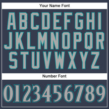 Charger l'image dans la galerie, Custom Navy Gray-Aqua Mesh Authentic Football Jersey