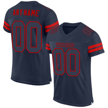 Load image into Gallery viewer, Custom Navy Navy-Red Mesh Authentic Football Jersey